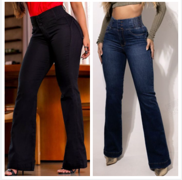 Stretch flare jeans met hoge taille 🔥zwart+Donkerblauw-Gratis verzending ?Naisten kengät