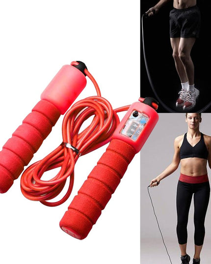 Adjustable Skipping Rope with Counter Red Cardio