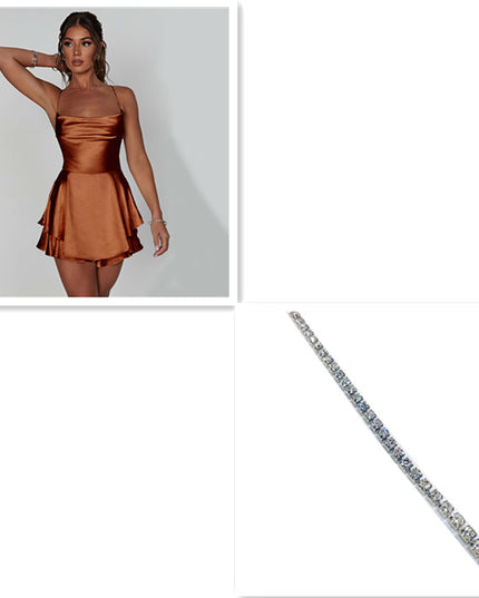 Sexy Backless Satin Suspender Mini Dress Dresses
