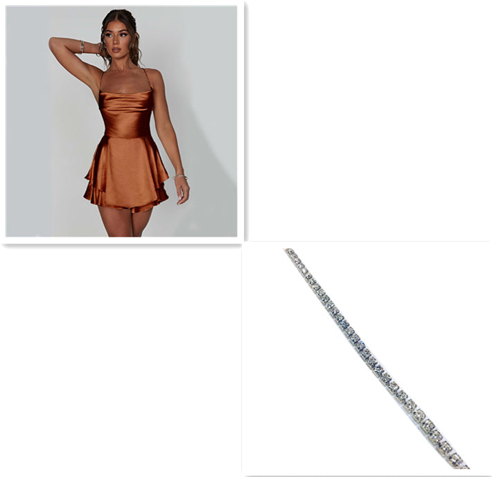 Sexy Backless Satin Suspender Mini Dress Dresses