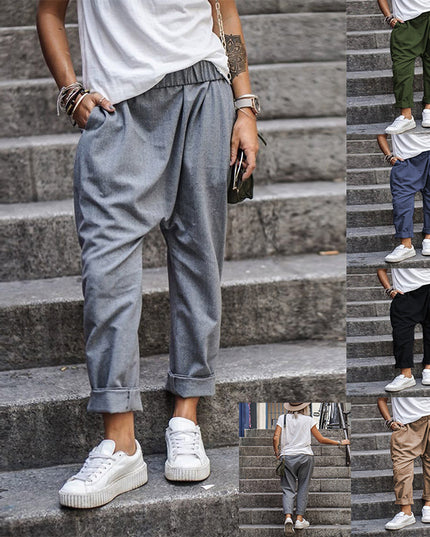 Women's High-Waist Harem Pants with Pockets Trousers