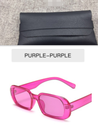 Retro Candy Color Small Frame Sunglasses With glasses bag Purple Sunglasses