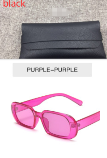 Retro Candy Color Small Frame Sunglasses With glasses bag Purple Sunglasses