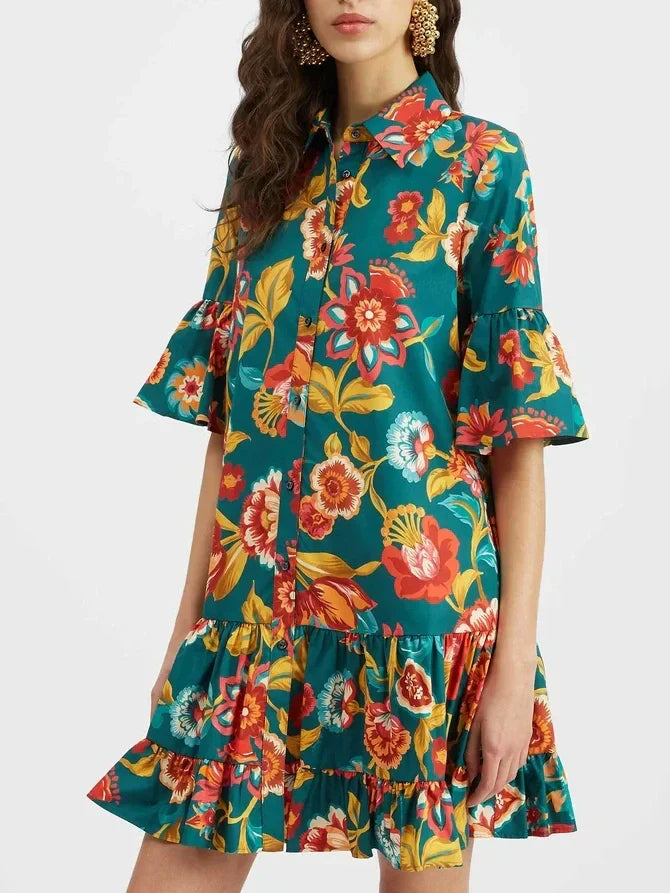Floral Print Mini Dress Elegant Summer Dress Dresses