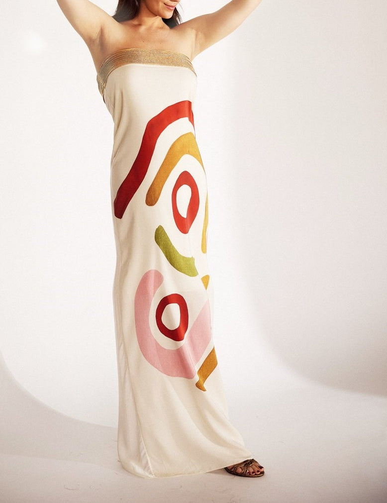 Elegant Spotted Sleeveless Midi Dress White Dresses