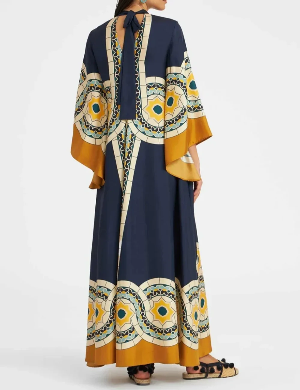 Twill Art Deco Print Maxi Dress Dresses