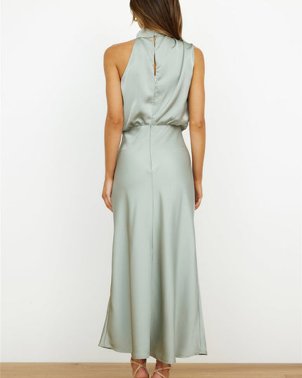 Elegant Off-Shoulder Maxi Dress with High Neck Dresses
