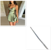 Sexy Backless Satin Suspender Mini Dress Dresses