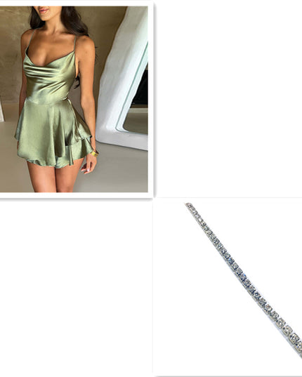 Sexy Backless Satin Suspender Mini Dress Dresses