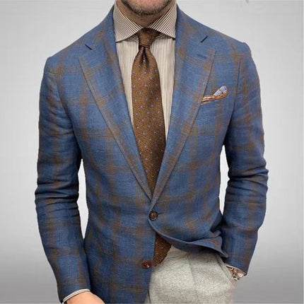 Men's Stylish Linen Blazer Blue checked Blazer