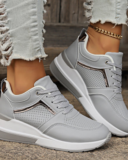 Women's Emery Wedge Platform Sneakers – Sporty Comfort, Elevated Style Gray Sneakers