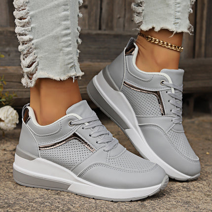 Women's Emery Wedge Platform Sneakers – Sporty Comfort, Elevated Style Gray Sneakers