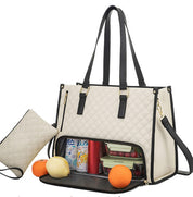 2-in-1 Lunch Tote Bag for Stylish Professional Women Beige 36x16x30cm Tote Bags