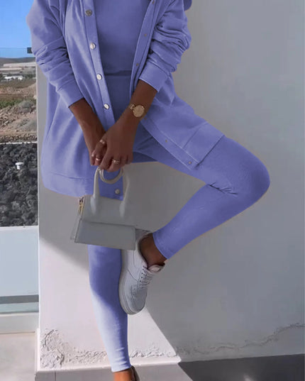Cassandra | Hooded Cardigan Set Lilac Pullover/Sweater
