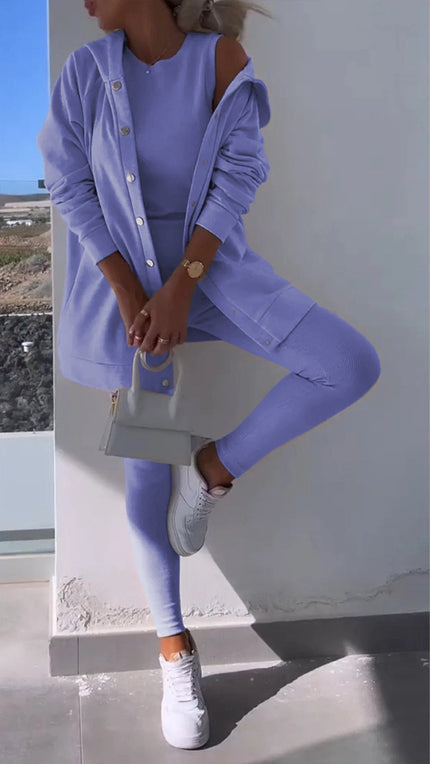Cassandra | Hooded Cardigan Set Lilac Pullover/Sweater