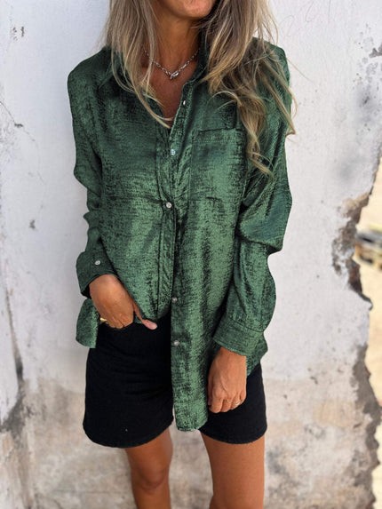 Ana | Metallic Trendy Blouse Green Blouse