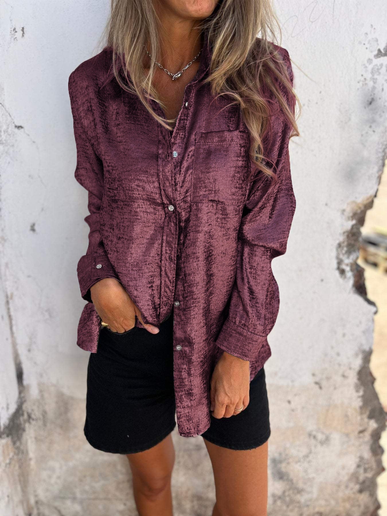 Ana | Metallic Trendy Blouse Red Blouse