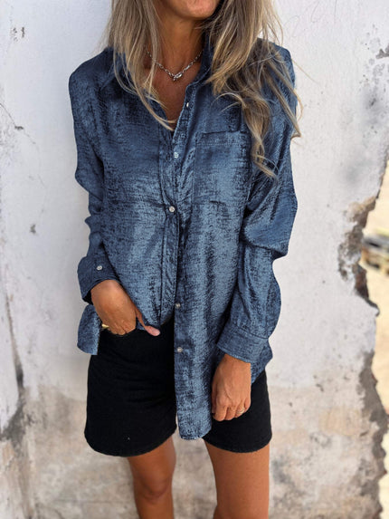 Ana | Metallic Trendy Blouse Blue Blouse