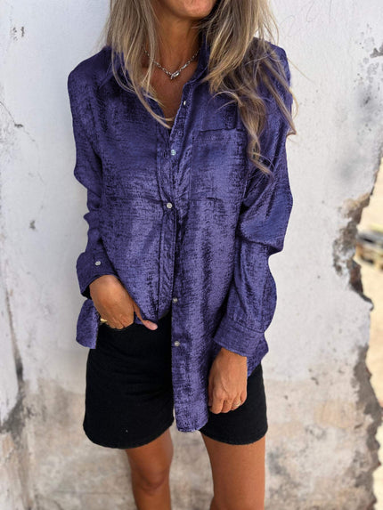 Ana | Metallic Trendy Blouse Purple Blouse