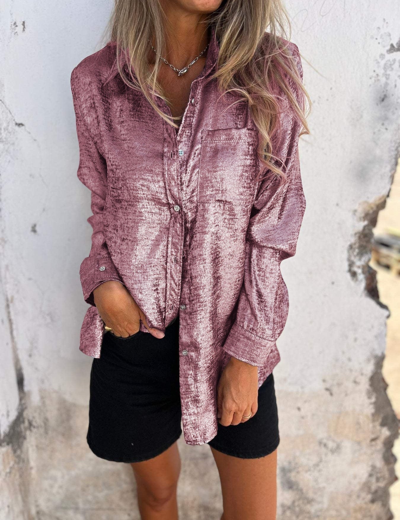 Ana | Metallic Trendy Blouse - OKOHOKO™ FASHION