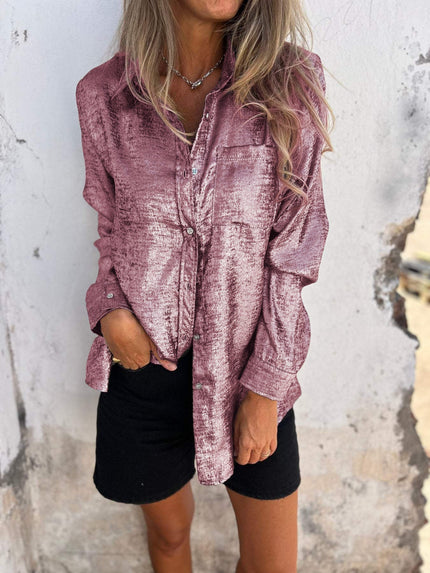 Ana | Metallic Trendy Blouse Pink Blouse