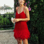 Women's Sequin Feather Mini Dress Dresses