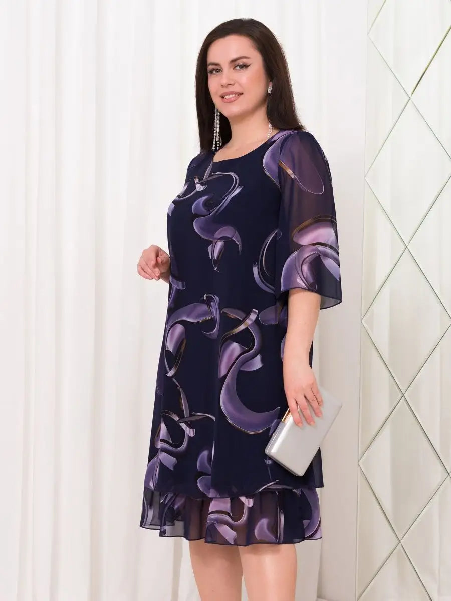 Emma- Midnight Swirl Chiffon Dress DRESS