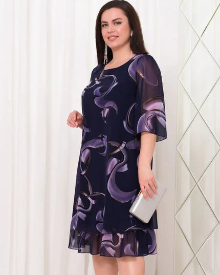 Emma- Midnight Swirl Chiffon Dress DRESS