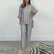 Maja | Elegant cotton two-piece set Stone Grey set