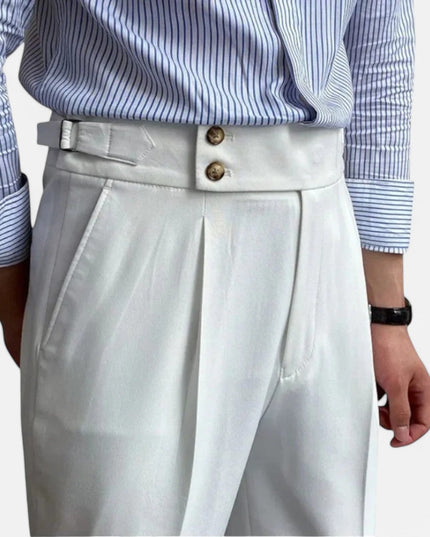 Men’s High-Rise Tailored Trousers White Pants