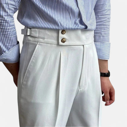 Men’s High-Rise Tailored Trousers White Pants