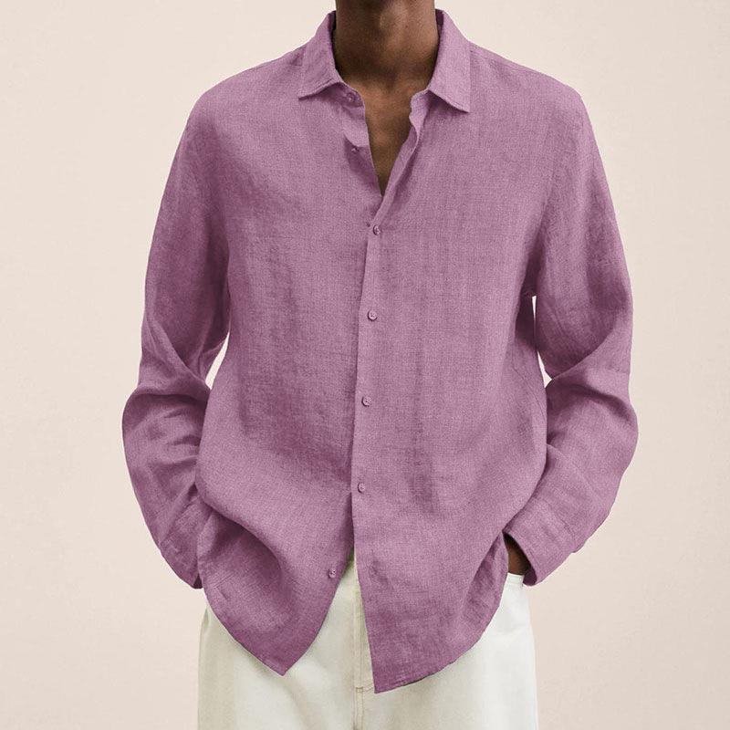 Men's Elegant Linen Shirt Pink Shirts