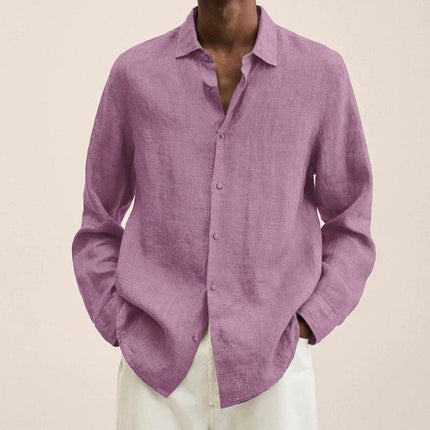 Men's Elegant Linen Shirt Pink Shirts