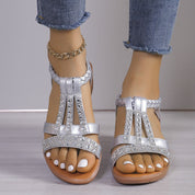 Nova- Crystal Orthopedic Sandals With Handmade Details Leather Silver