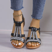 Nova- Crystal Orthopedic Sandals With Handmade Details Black