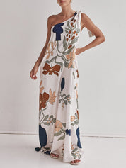 Printed One-Shoulder Maxi Dress Dresses
