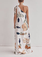 Printed One-Shoulder Maxi Dress Dresses