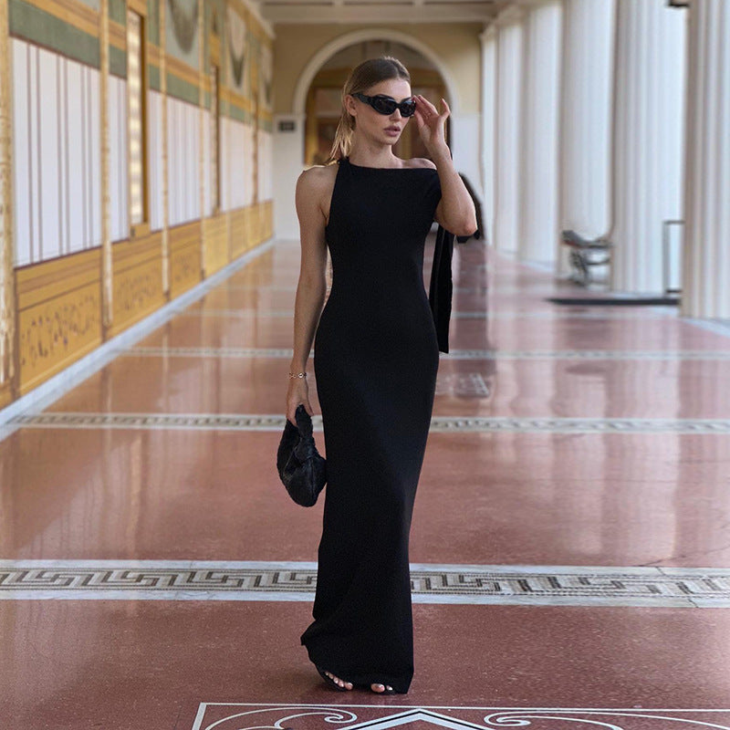 One-shoulder Ribbon Long Dress Dress