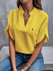 Women's Ralph Lauren Classic V-Neck T-Shirt Yellow Women Tops