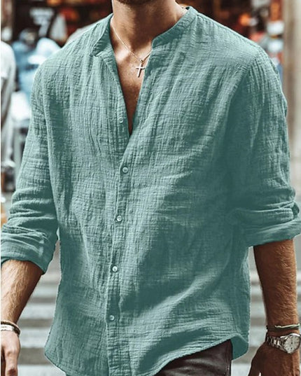 Men's Long Sleeve Solid Color Casual Shirt LTMC Bean green Shirts