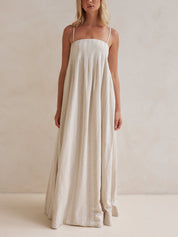 Striped Halter Maxi Dress Backless Summer Chic Dresses