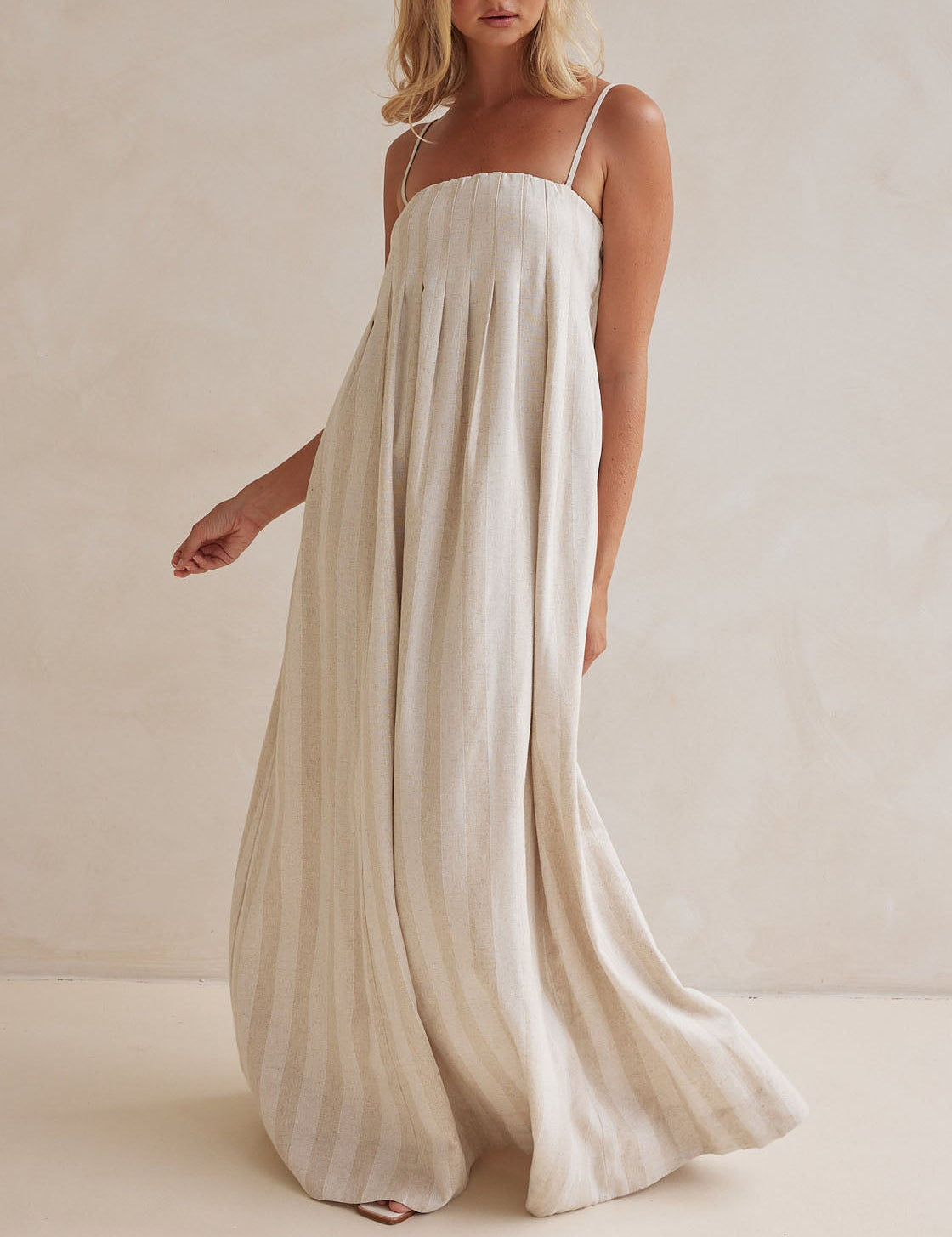 Striped Halter Maxi Dress Backless Summer Chic Dresses