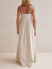 Striped Halter Maxi Dress Backless Summer Chic Dresses