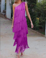 Ember | Elegant half shoulder dress Violet Dresses