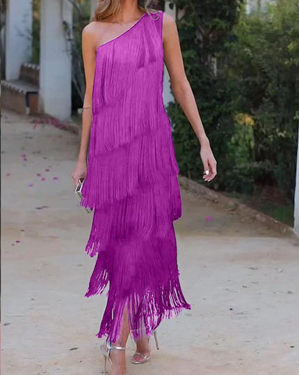 Ember | Elegant half shoulder dress Violet Dresses