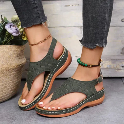 Women's Fashionable Leather Sandals Green Leather Sandals