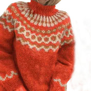 Olivia | The chunky knit polo shirt Orange Isländsk tröjsamling - damer