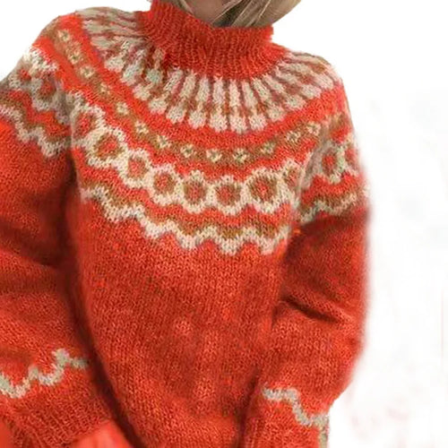 Olivia | The chunky knit polo shirt Orange Isländsk tröjsamling - damer