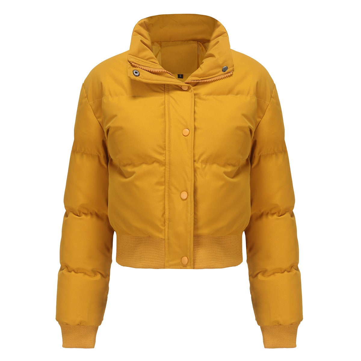 Elegant Warm Cotton Padded Short Coat Yellow Short Coat