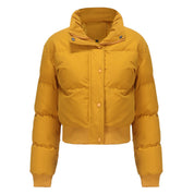 Elegant Warm Cotton Padded Short Coat Yellow Short Coat